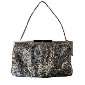 Sondra Roberts Gold Sequin Clutch with Chain Strap